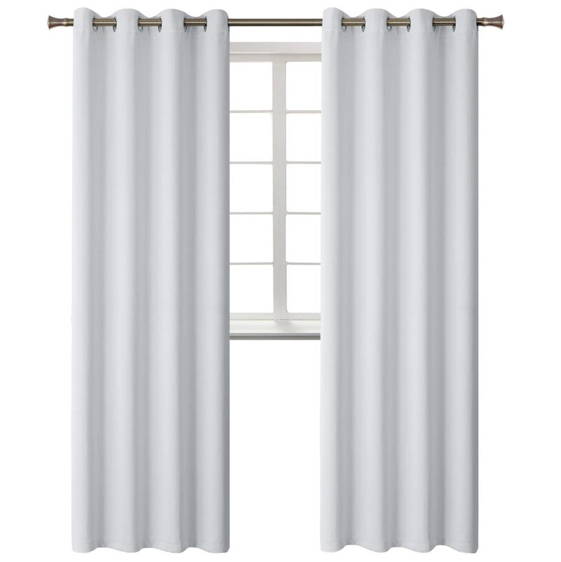 BGment الستائر التعتيم بريال - غرفة نوم معزولة الحرارية الغامق وهي ستائر غرفة المعيشة مجموعة من لوحين (52 × 108 بوصة رمادية بيضاء) - Image 1