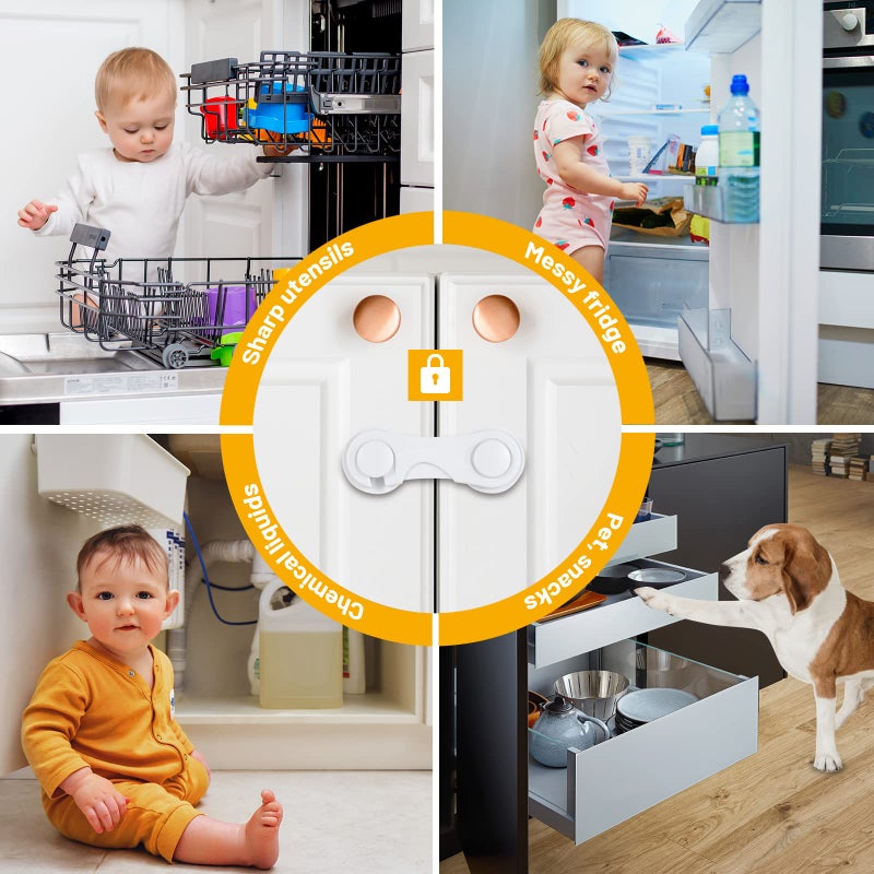 TRILINK Cabinet Locks for Babies 6 Pack, Baby Proofing Baby Safety Locks, Child Locks for Cabinets, Fridge Locks for Kids, Strong Adhesive No Drilling-Durable-Multifunctional for Furniture Kitchen - Image 3