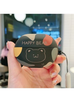 For HuaweiFreebuds Pro3/2 Cartoon Animation Se3/4i/5i/Pro Bluetooth Earphone Case Protective Cover-Color:Frosted Earphone CaseHappy Bear BlackWith Lanyard-Model:For HuaweiFreebuds 4/4e (protective Case)