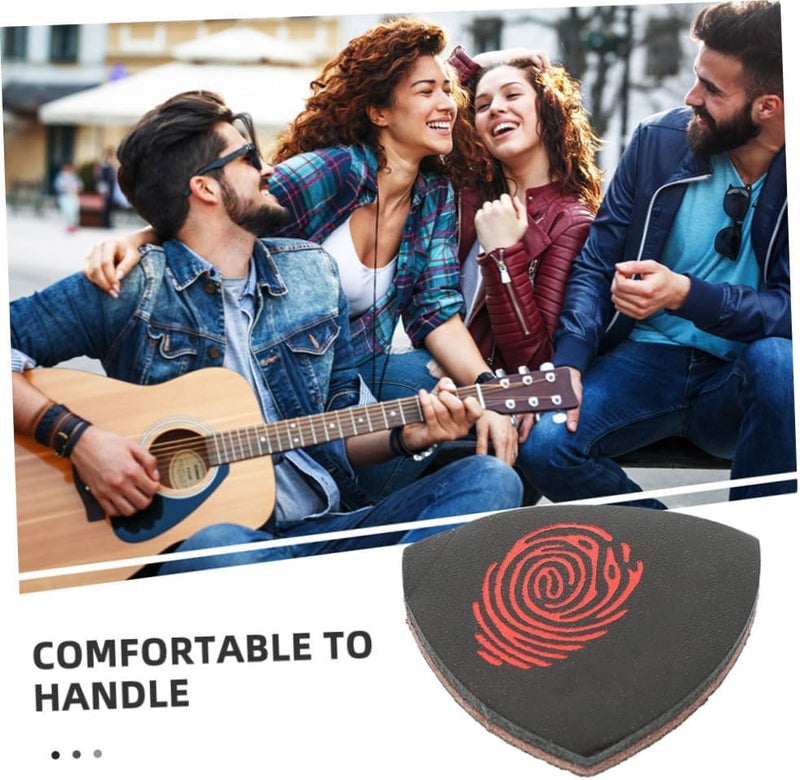6pcs Pu Leather Ukulele Guitar Picks Set with Thumb Plectrums, Black and Dark Brown, Professional Practice Guitar Accessories for Acoustic and Folk Instruments - Image 3