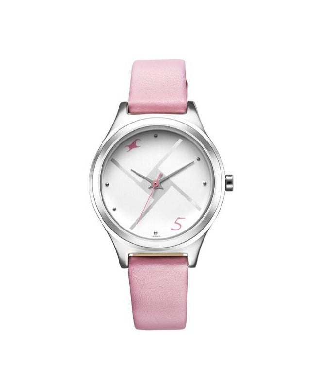 Fastrack By Titan Stunners Silver Dial Leather Strap Watch for Girls 6152sl08 - Image 1