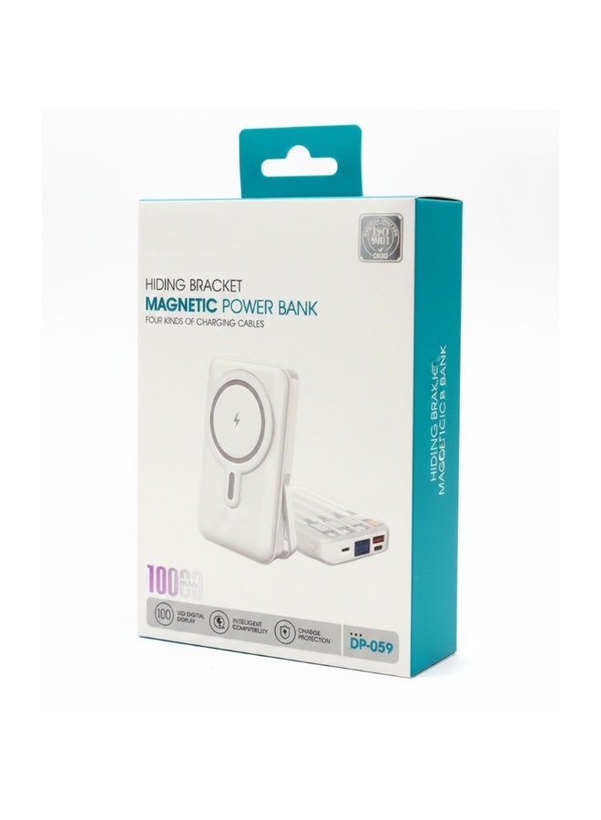 بنك طاقة مغناطيسي DP-059 بسعة 10000 مللي أمبير مع حامل مخفي، تثبيت مغناطيسي قوي، أربعة كابلات شحن مدمجة، شحن سريع، تصميم حامل صغير الحجم لأجهزة MagSafe و Type-C - Image 3