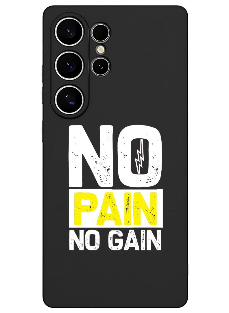 Theodor Protective Slim Fit Case Liquid Silicone Cover with Full Body Protection Anti-Scratch Shockproof Case For Samsung Galaxy S25 Ultra (Black) - No pain No gain - White - Image 1