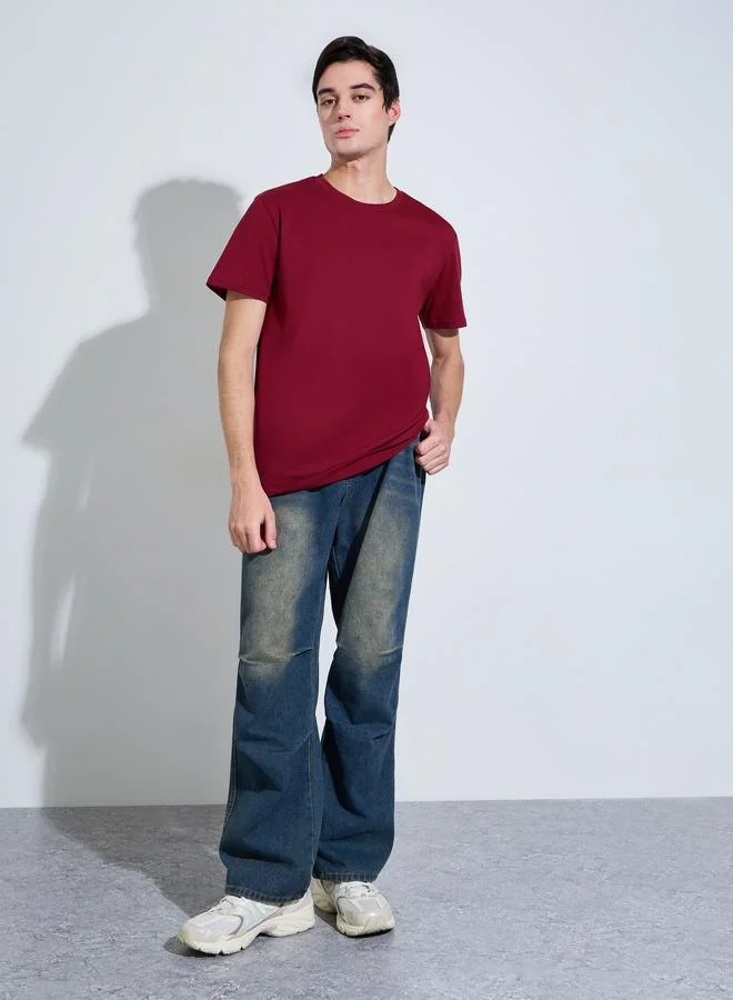 Styli Men Regular Fit Cotton Rich Jersey T-Shirt