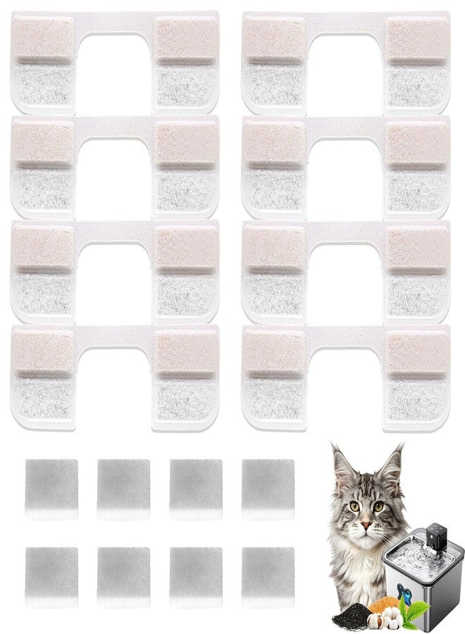 AnyEnjoy 8PS Cat Water Fountain Filter, 8 Pack Fountain Filter Replacement Compatible with FEELNEEDY Cat Water Fountain FN-W17 3.2L/108oz for Cats and Dogs - Image 1