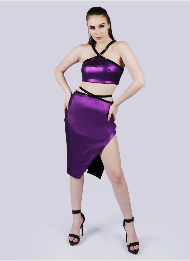 NIVA FASHION HOUSE Lure - Criss Cross Purple Skirt  - Image 1