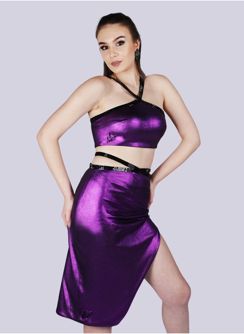 NIVA FASHION HOUSE Lure - Criss Cross Purple Skirt  - Image 3
