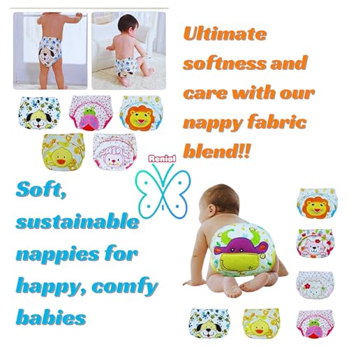 RENIAL Kids Underpant MEDIUM Size | Comfortable Kids Undergarments | 2 Pack of Reusable Cotton Baby UNDERPANTS with Waterproof Lining & Animal Prints - Image 4