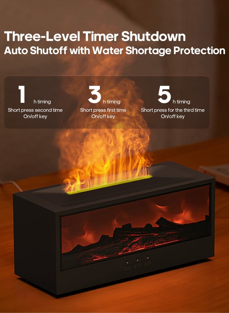 Mini Fireplace Aroma Diffuser 150ml, 7-Color LED Flame Effect, Ultra Quiet Humidifier with Remote Control & Timer (1/3/5h), Waterless Auto-Off – Black - Image 4
