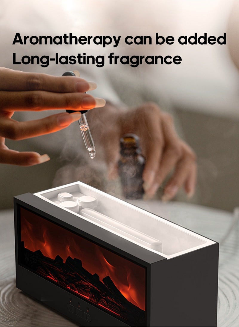 Mini Fireplace Aroma Diffuser 150ml, 7-Color LED Flame Effect, Ultra Quiet Humidifier with Remote Control & Timer (1/3/5h), Waterless Auto-Off – Black - Image 5