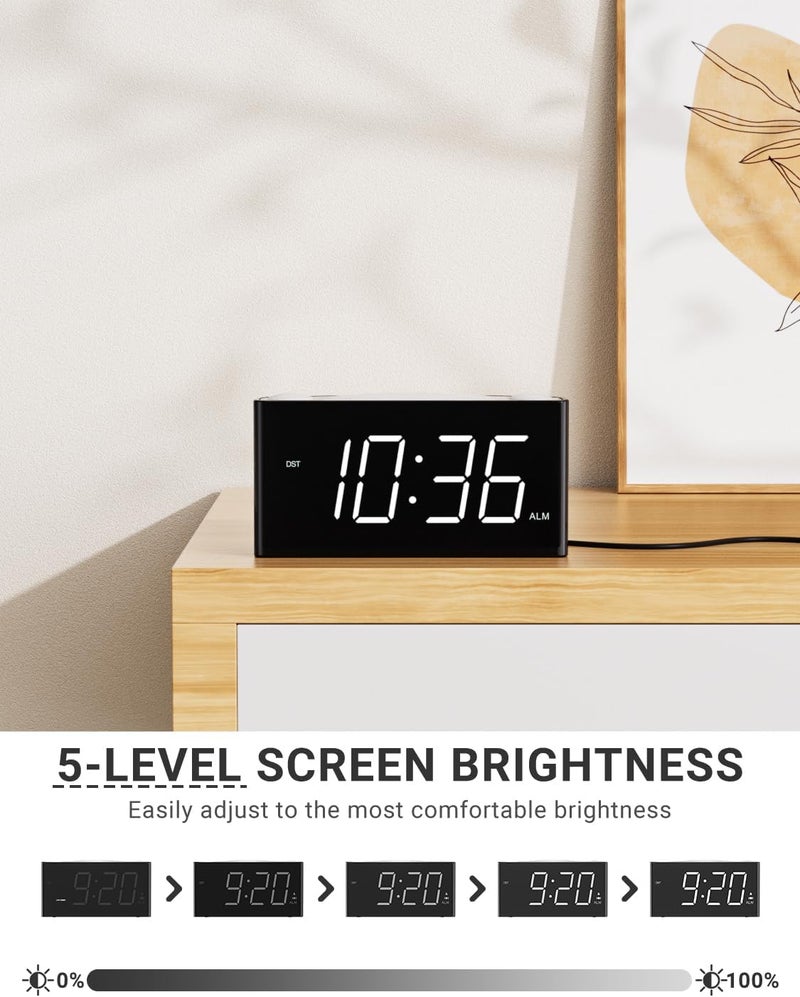 PPLEE Vibrating Alarm Clock, Loud Alarm Clock for Heavy Sleepers Hearing Impaired Deaf Teens,Bed Shaker Alarm Clocks for Bedrooms,5 dimmable,7 Color Night Light,USB charging,Type-C Charger,Memory Alarm - Image 4