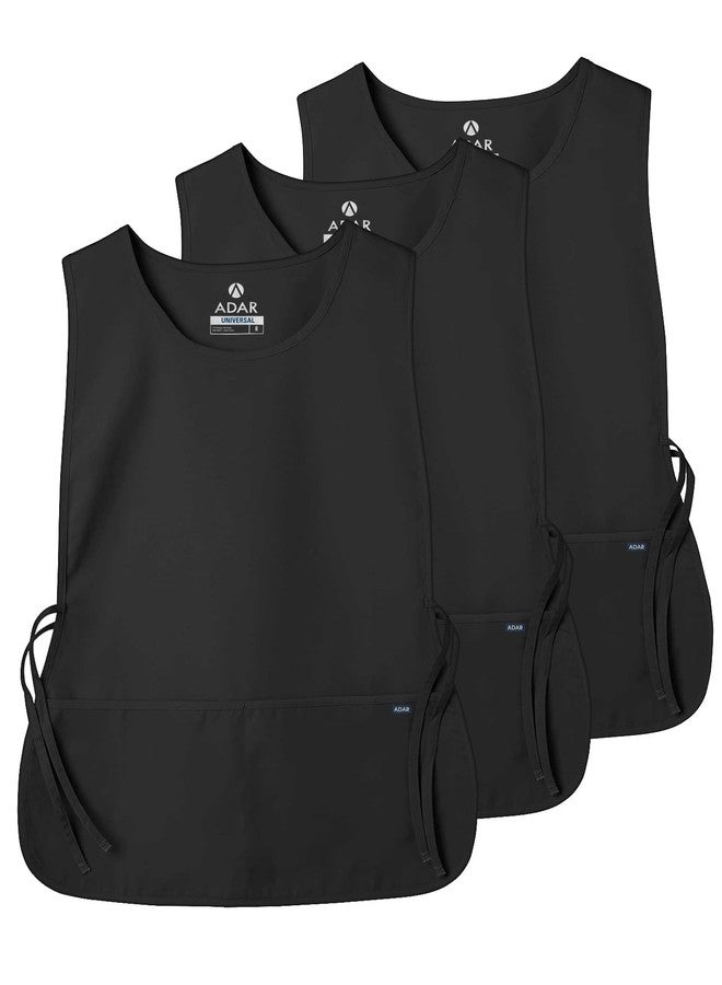 Adar Uniforms Adar Unisex Cobbler Apron (3 Pack) with 2 Pockets/Adjustable Ties - 7023 - BLK - R - Image 1