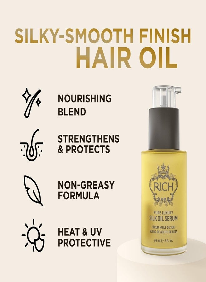 RICH Pure Luxury Silk Oil Serum with Organic Jojoba & Sweet Almond Oil for All Hair Types - Moisturizing & Smoothing - Protects Hair from Styling & Coloring Damages, Prevents Frizz & Breakage - 2 Oz - Image 3