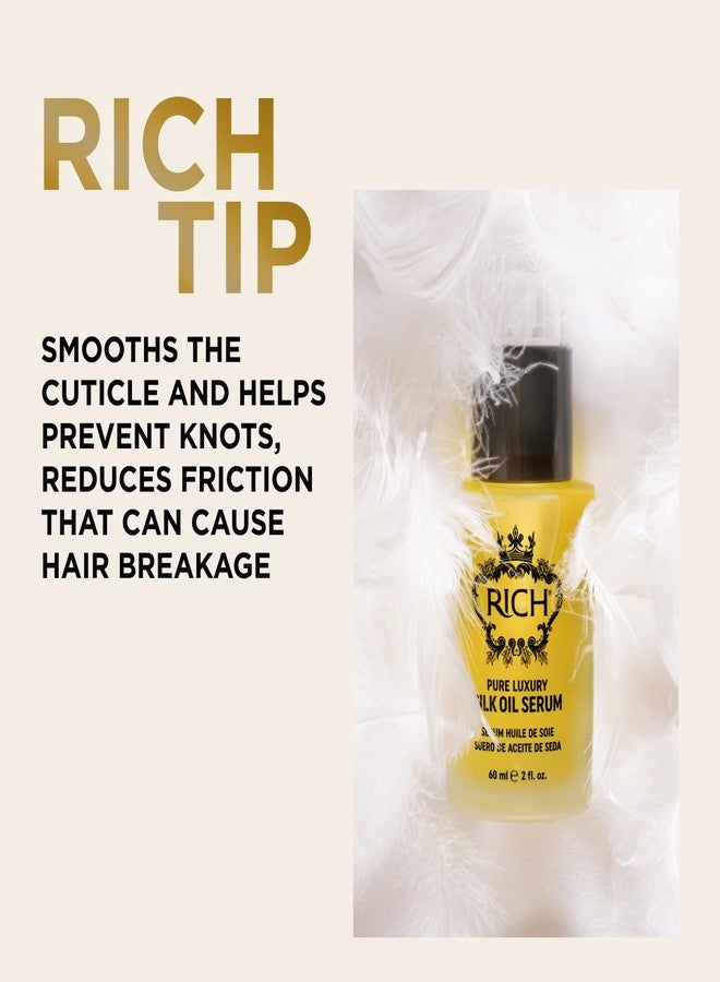RICH Pure Luxury Silk Oil Serum with Organic Jojoba & Sweet Almond Oil for All Hair Types - Moisturizing & Smoothing - Protects Hair from Styling & Coloring Damages, Prevents Frizz & Breakage - 2 Oz - Image 4