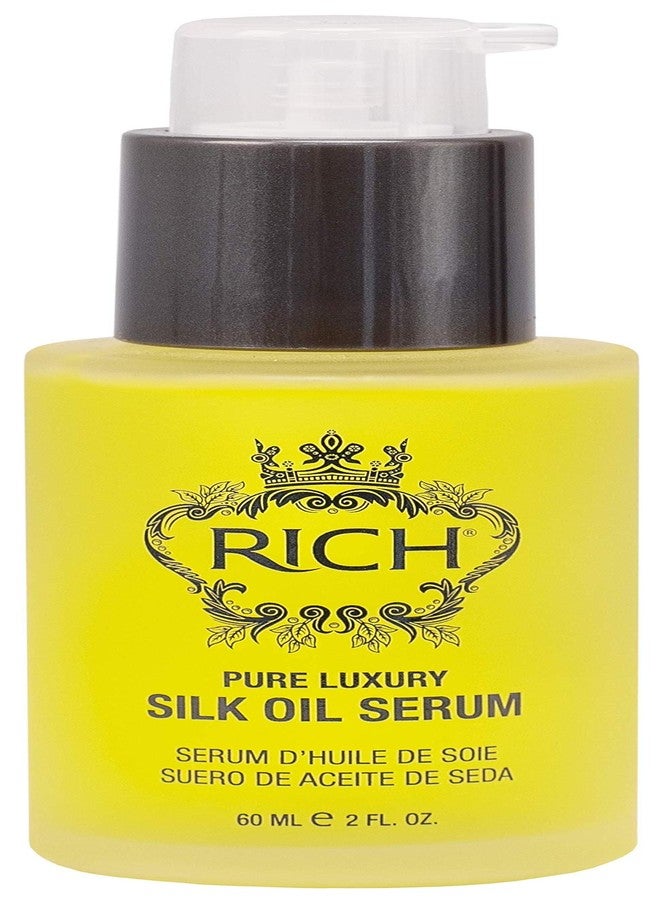 RICH Pure Luxury Silk Oil Serum with Organic Jojoba & Sweet Almond Oil for All Hair Types - Moisturizing & Smoothing - Protects Hair from Styling & Coloring Damages, Prevents Frizz & Breakage - 2 Oz - Image 1