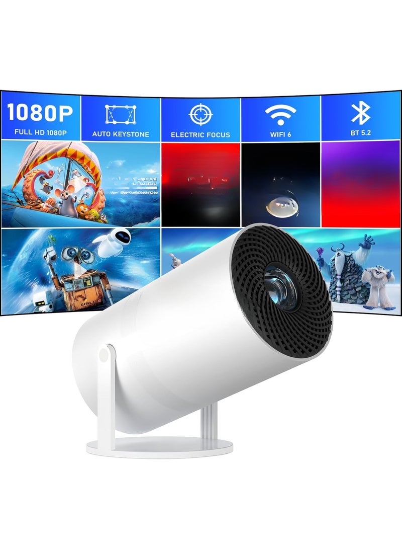 Android Portable Projector – FHD 1080p, WiFi 6 & Bluetooth, Auto Keystone Correction for Outdoor Movies - Image 1