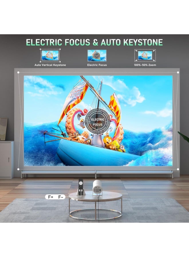 Android Portable Projector – FHD 1080p, WiFi 6 & Bluetooth, Auto Keystone Correction for Outdoor Movies - Image 3