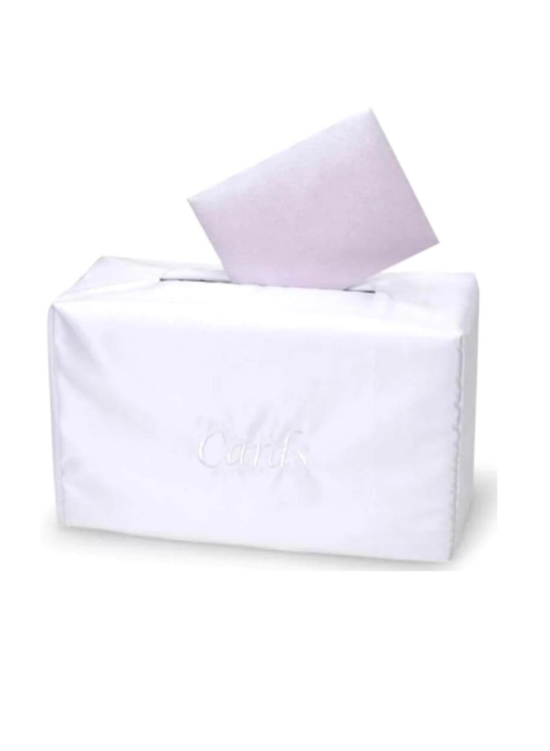 Card Box with Satin Cover White 14 x 8.25 x 6.25 inches - Image 1