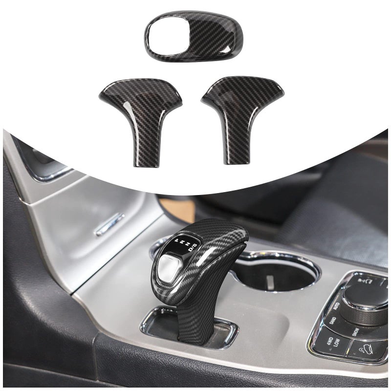 CheroCar Gear Shift Knob Cover Trim Stick Shifter Cap Cover Interior Accessories for 20142015 Jeep Grand Cherokee for 20122014 Chrysler 300CCarbon Fiber Grain