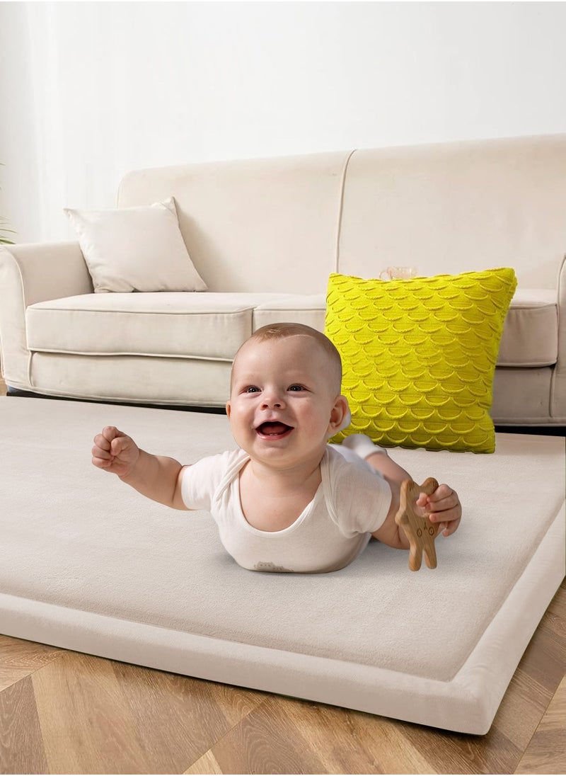 URbazaar - Baby Play Mat Coral Velvet Nursery Rug Extra Thick Kids Crawling Foam Floor for Babies, Kids Thick Playmat for Babies, Toddlers - Crawling Mat - Image 1
