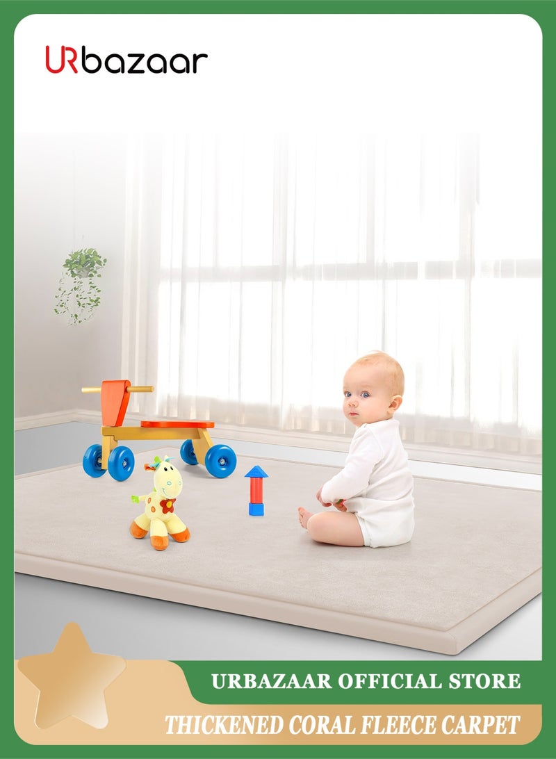 URbazaar Baby Play Mat Coral Velvet Nursery Rug Extra Thick Kids Crawling Foam Floor for Babies, Kids Thick Playmat for Babies, Toddlers - Crawling Mat - Image 1