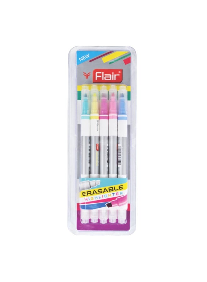 FLAIR Creative Series Erasable Chisel Point 1 to 4 mm Highlighter Blister Pack | Easily Erase What You Highlight | Non Toxic & Safe of Childrens | Set of 5 Different Shades - Image 4