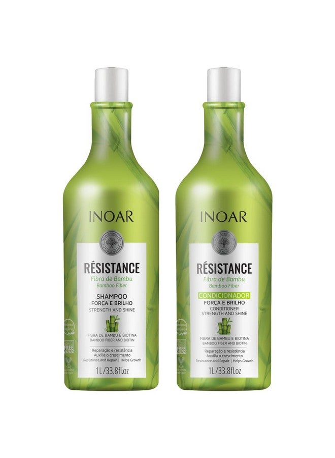 Inoar Resistance Bambu Shampoo & Conditioner Duo Maintains Hair’S Strength And Shine Biotin Hair Product Anti Frizz Vegan Hair Product Cruelty Free Haircare For Men And Women (33.1 Oz) - Image 1