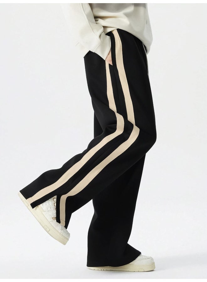 Maniac Maniac Mens ColorBlock Side Tap Black and Beige Color Baggy Fit Pant  - Image 3