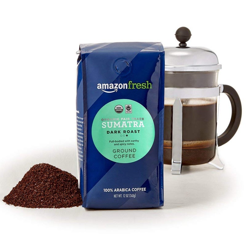 Amazon Fresh Organic Fair Trade Sumatra Ground Coffee, Dark Roast, 12 Ounce - Image 2