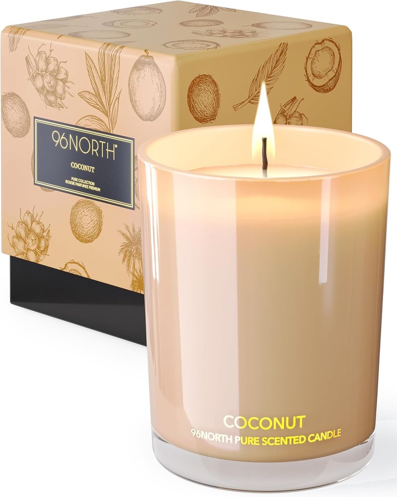 96NORTH | Pure Coconut Candle | 100% Natural Soy Wax | One Wick Jar Candle | Natural Fragrance Technology | Non Toxic | Up to 35 Hours Burning Time | Aromatherapy Gift for Men and Women - Image 1