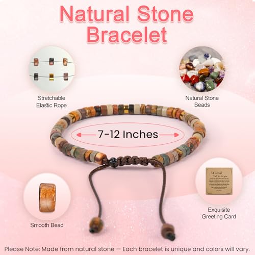 ZOKCC Inspirational Gifts Bracelets for Women: Healing Natural Stone Bracelets - Get Well Soon Gifts for Women Best Friends Sister Mom - Life is Tough But So are You Bracelet - Image 4