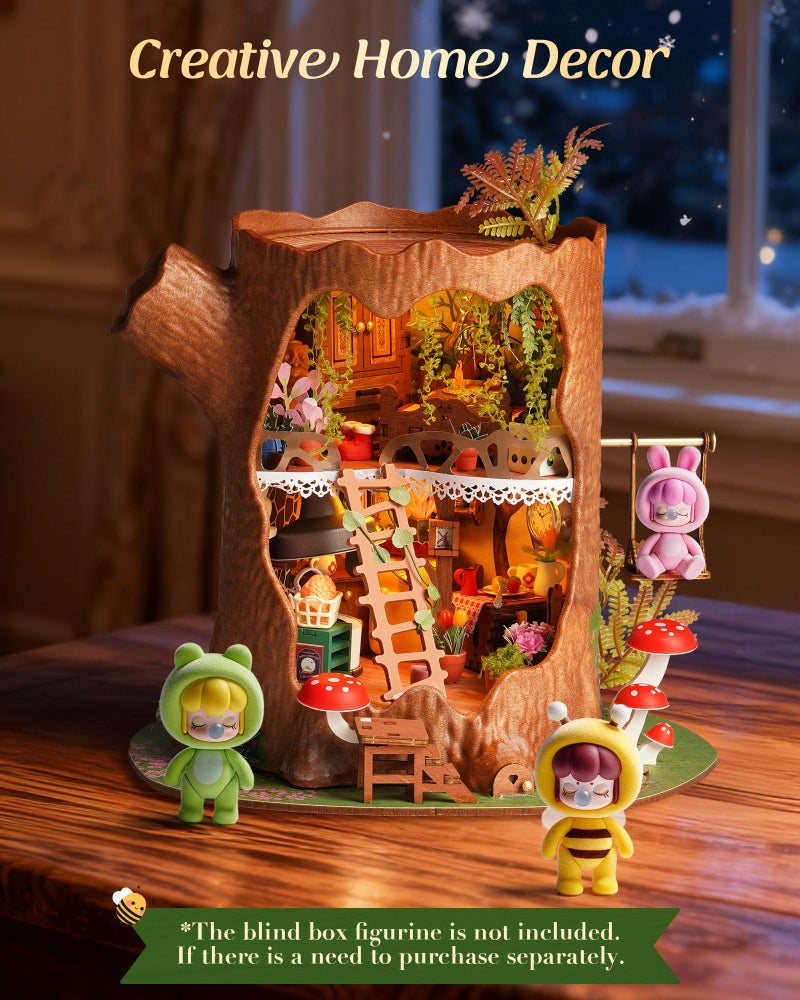 Rolife DIY Miniature House Kit Tree House, Tiny House Model House Building Kit for Teens, DIY Crafts for Adults, Birthday/Halloween for Parents Friends (Fairytale Tree House) - Image 3