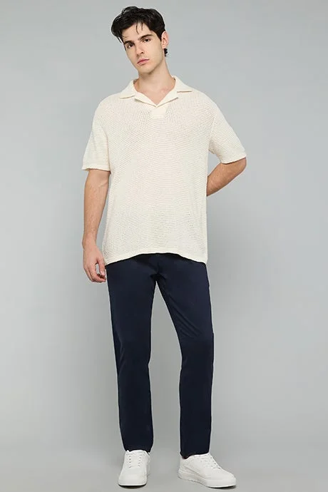أر أند بي Textured Polo T-Shirt with Short Sleeves