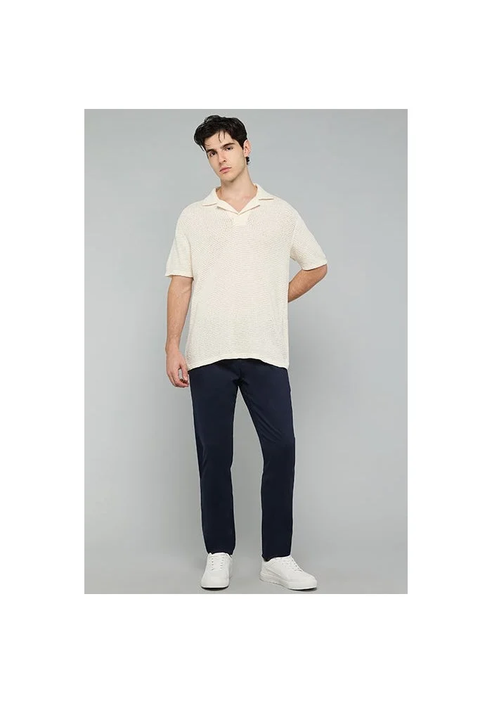 أر أند بي Textured Polo T-Shirt with Short Sleeves