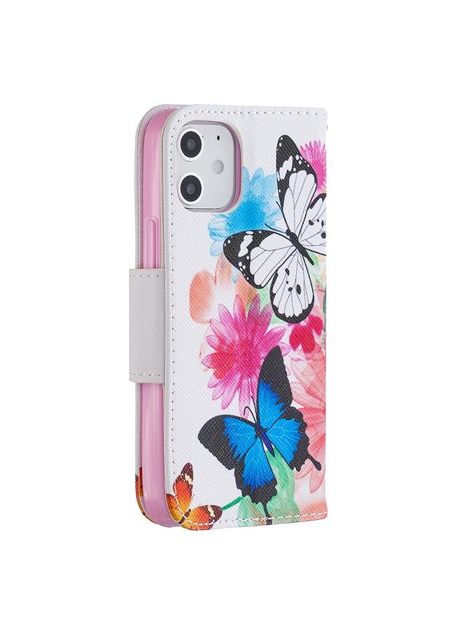 زبون جراب لهاتف iPhone 12 mini بنمط رسم ملون، جراب جلدي قلاب أفقي مع حامل وفتحات للبطاقات ومحفظة - Image 3