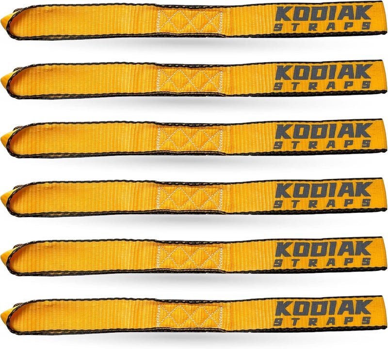 KODIAK STRAPS Soft Loop Tie Down - 1.5 x 18 inches - 10,000 lb Load Capacity - Orange 6 Pack - Image 1