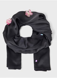 Khizana Floral Embellished Long Hijab Scarf  - Image 1