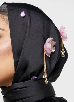 Khizana Floral Embellished Long Hijab Scarf  - Image 4