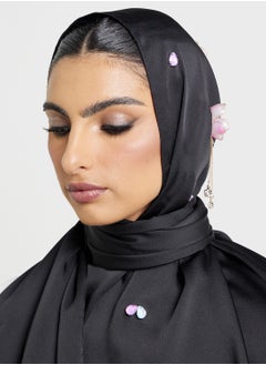 Khizana Floral Embellished Long Hijab Scarf  - Image 3