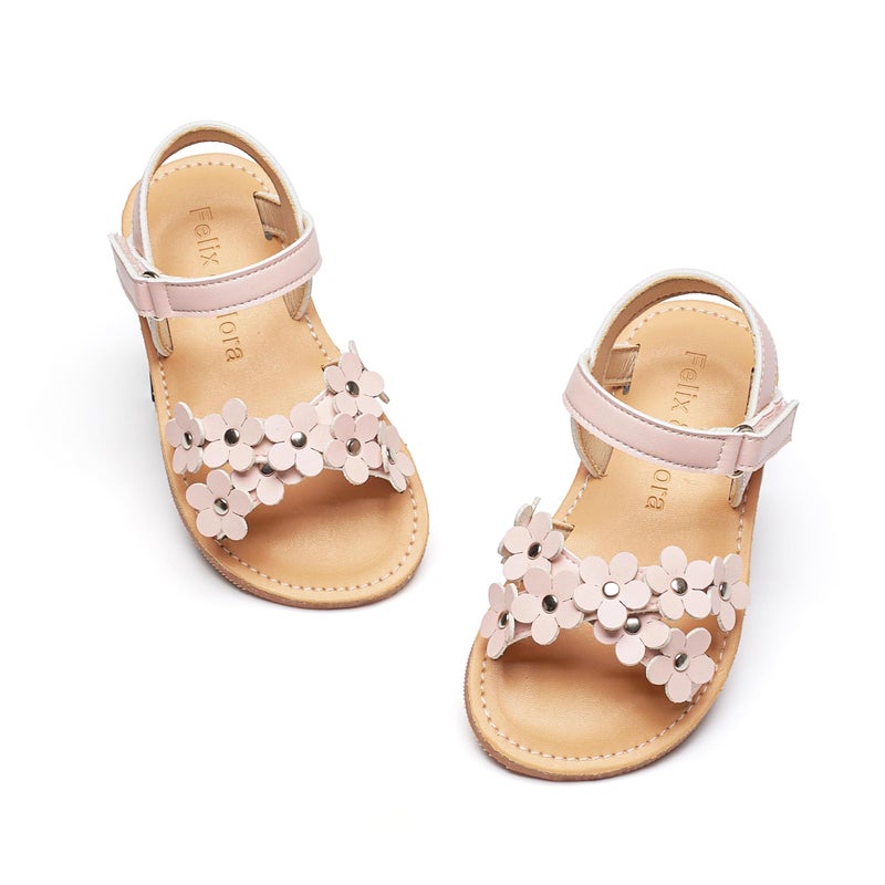 Felix & Flora Toddler Girl Light Pink Sandals Size 6 - Flower Girl Dress Shoes Open Toe Little Kid Summer Flats - Image 1