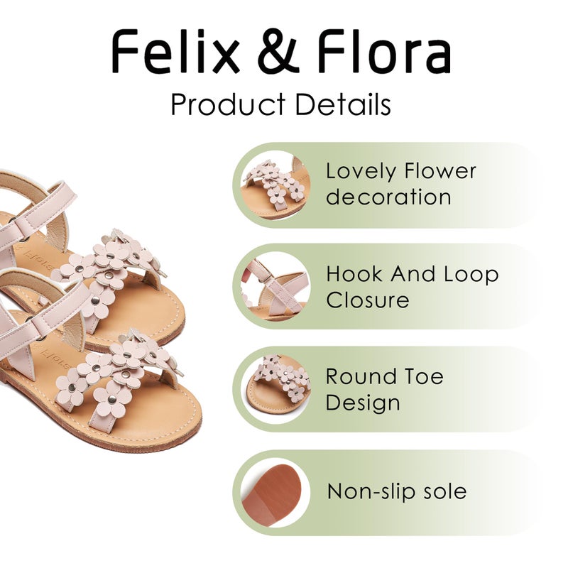 Felix & Flora Toddler Girl Light Pink Sandals Size 6 - Flower Girl Dress Shoes Open Toe Little Kid Summer Flats - Image 5