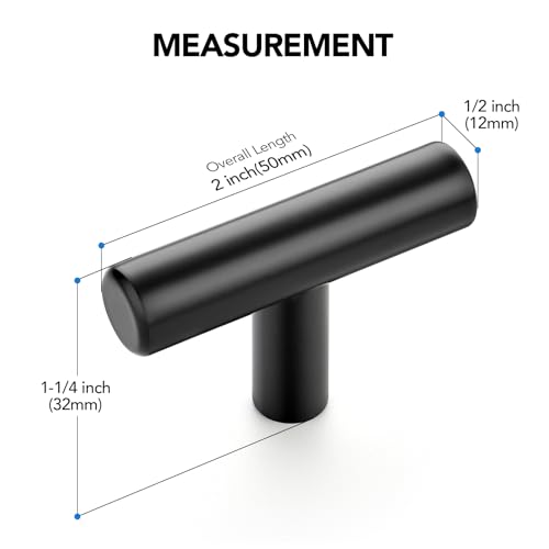 HOME EDIT 10 Pack Matte Black Cabinet Knobs 2 Inch - Black Drawer Knobs Single Hole Black T Bar Hardware Drawer Pulls for Kitchen Cabinets and Dressers - Image 2