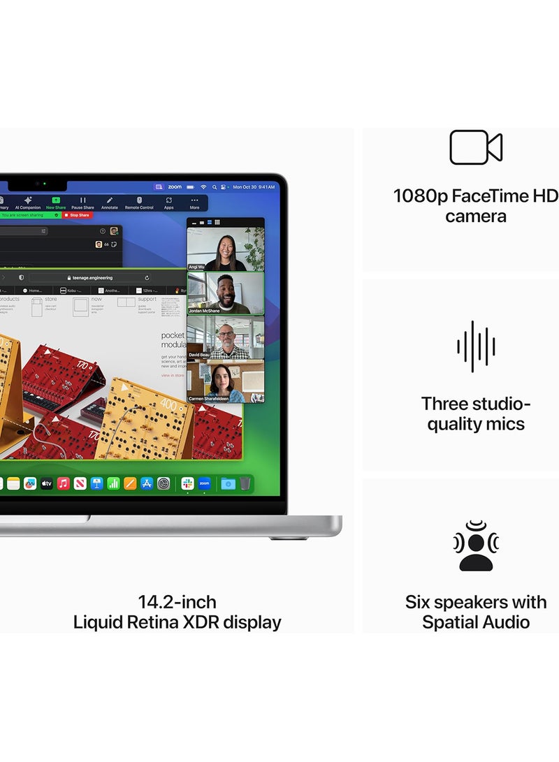 ابل  أحدث شريحة كمبيوتر محمول MacBook Pro MRX63 لعام 2023 M3 Pro مع وحدة معالجة مركزية 11 نواة، ووحدة معالجة رسومات 14 نواة: شاشة Liquid Retina XDR مقاس 14.2 بوصة، وذاكرة موحدة سعة 18 جيجابايت، ومساحة تخزين SSD سعة 512 جيجابايت، وتعمل مع iPhone/iPad - Image 4