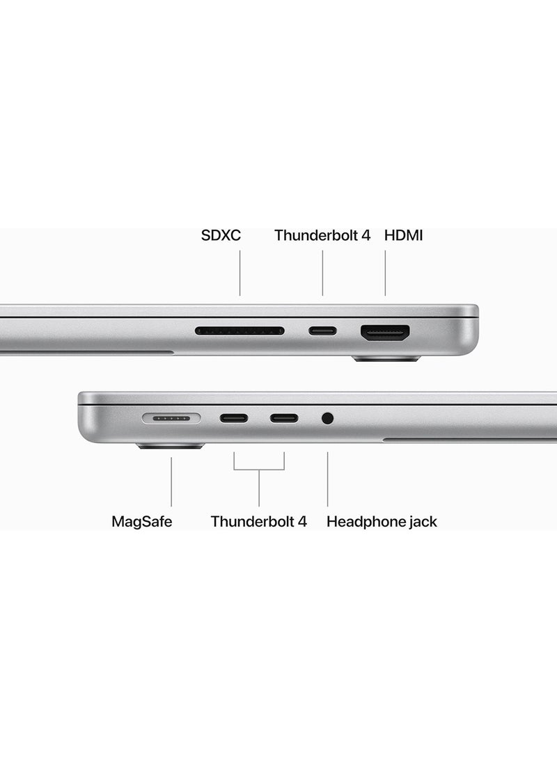 ابل  أحدث شريحة كمبيوتر محمول MacBook Pro MRX63 لعام 2023 M3 Pro مع وحدة معالجة مركزية 11 نواة، ووحدة معالجة رسومات 14 نواة: شاشة Liquid Retina XDR مقاس 14.2 بوصة، وذاكرة موحدة سعة 18 جيجابايت، ومساحة تخزين SSD سعة 512 جيجابايت، وتعمل مع iPhone/iPad - Image 5