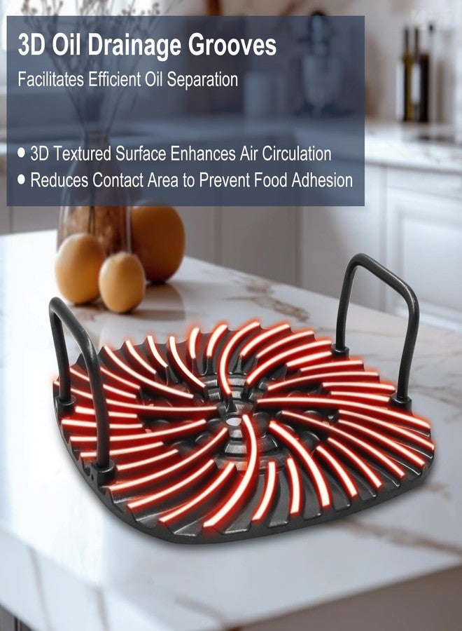 Criditpid قطع غيار طقم شبكة الشواء غير اللاصقة وواقي الرذاذ المصنوع من الفولاذ المقاوم للصدأ من Criditpid لأجهزة Ninja AG301 و AG300 و AG301C و AG302 و AG400، وملحقات المقلاة الهوائية لجهاز Foodi 5 في 1 للشواء الداخلي. - Image 5