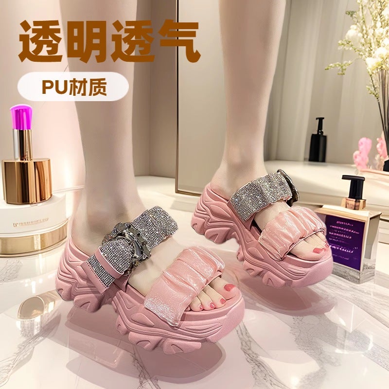 New Summer Sports New Sandals Women'S 2024 Fashion Internet Popular Popular All-Match Lightweight Thick Sole Heightening Shoes - Image 2