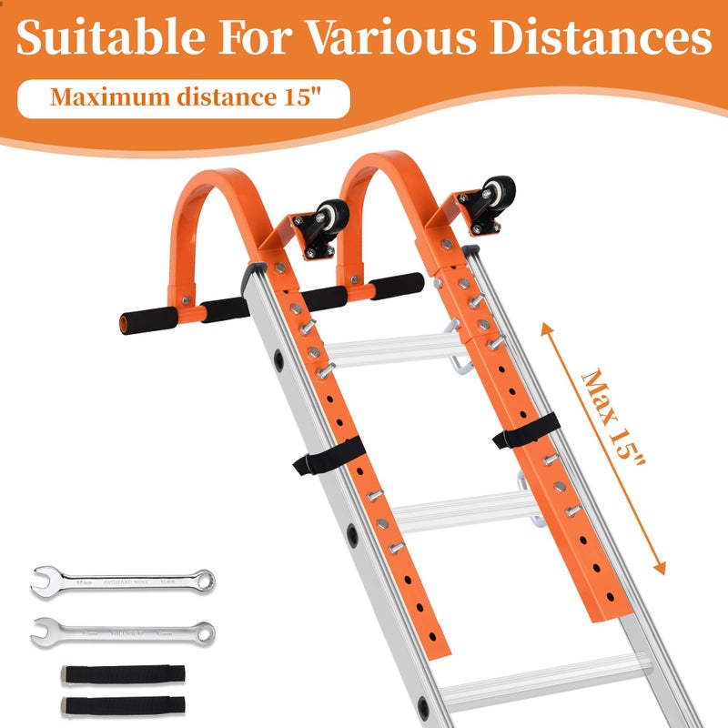 XINRINTONG Ladder Roof Hook with Wheel Ladder Hooks for Roof Ridge, Ladder Roof Stabilizer Heavy Duty Steel, Rubber Grip T-Bar for Damage Prevention 9.4lb - Image 5