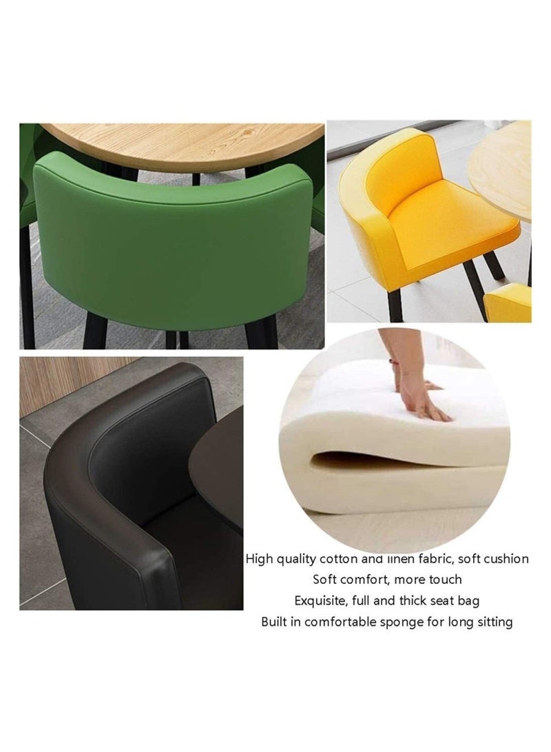 Harmony Home 5-Piece Round Dining Table Set – Wooden Dining Room Furniture with 4 Upholstered Chairs (White & Orange) - Image 4