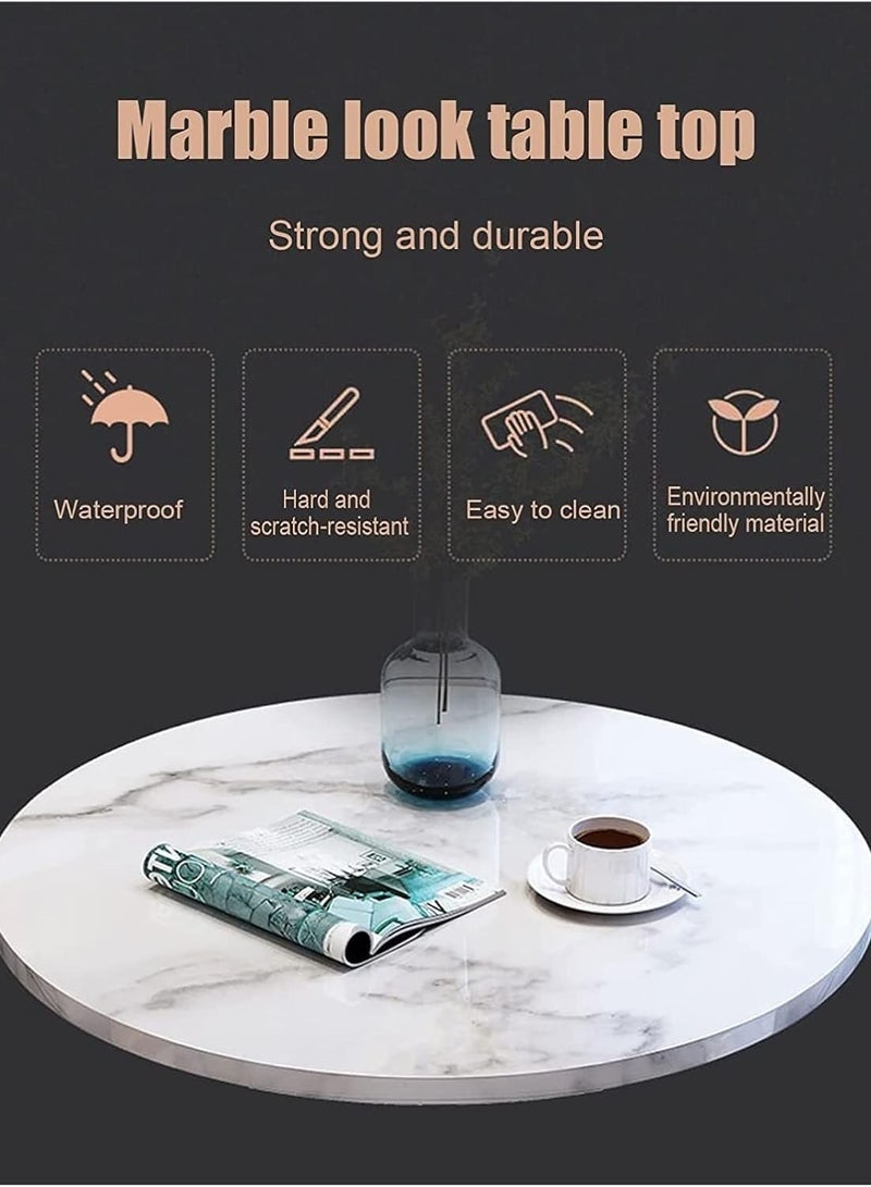 Harmony Home 5-Piece Round Dining Table Set – Wooden Dining Room Furniture with 4 Upholstered Chairs (White & Orange) - Image 2