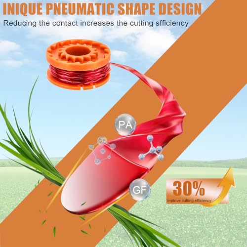 KAKO Wa0004 Spool for Worx Wa0004 Replacement Spools, 10ft 0.065" Line Spool for Worx Weed Eater String, Replacement Line Spool for Worx Wa0004 Wa0010 WG151 WG163 WG170 String Trimmers(12 Spools+2Caps) - Image 4